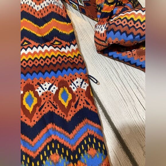 Almost Famous Aztec Print Dress Roll Up Sleeves size M - Picture 3 of 8